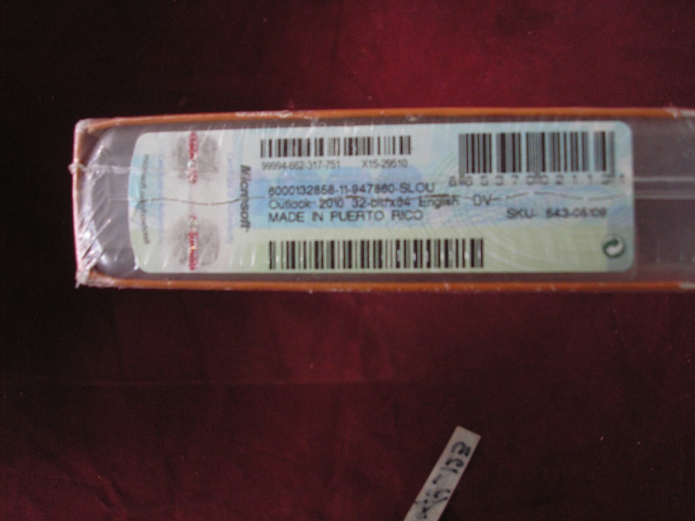 Microsoft Office Outlook 2010 Licensed For 2 PCs Full Retail Version=SEALED BOX=