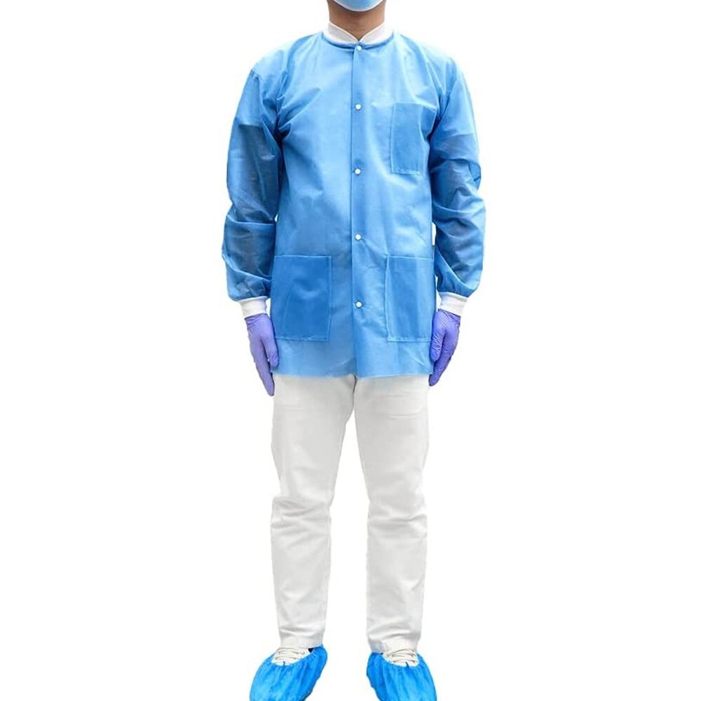 Pack of 30 Disposable Lab Jackets, Unisex Hip-Length Lab Coats 45gsm (M)