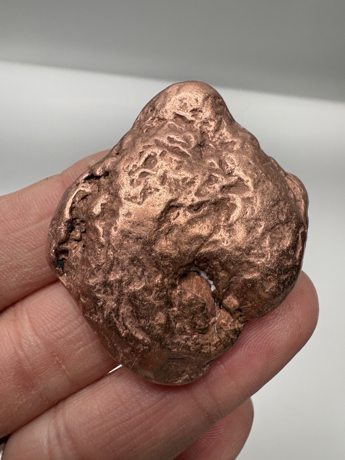 Pure Native Michigan Solid Copper Nugget Specimen Keweenaw Peninsula Mineral