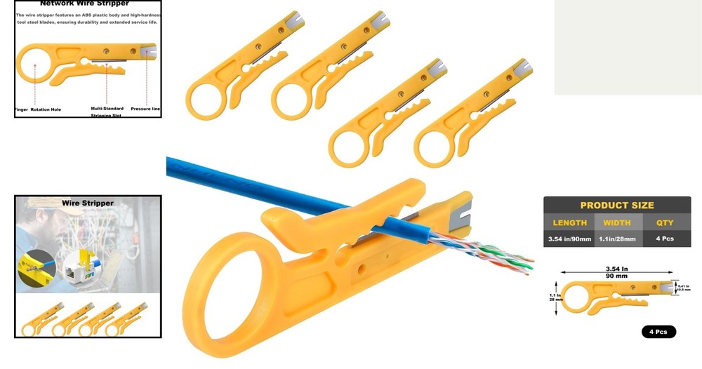 4 Pack Mini Wire Stripper Crimping Tool - Portable & Versatile Network Solution