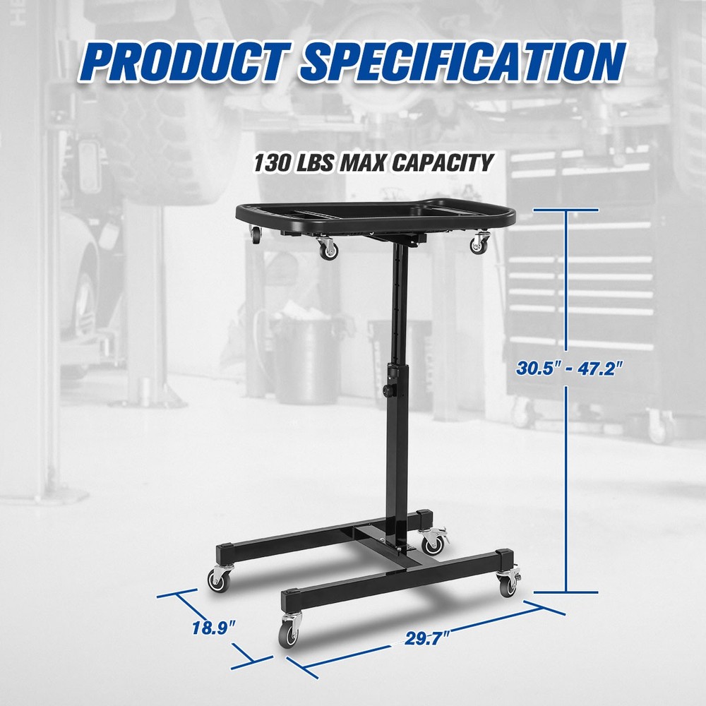 2-In-1 Adjustable Sturdy Durable w/ 360° Rolling Casters Storage Working Table