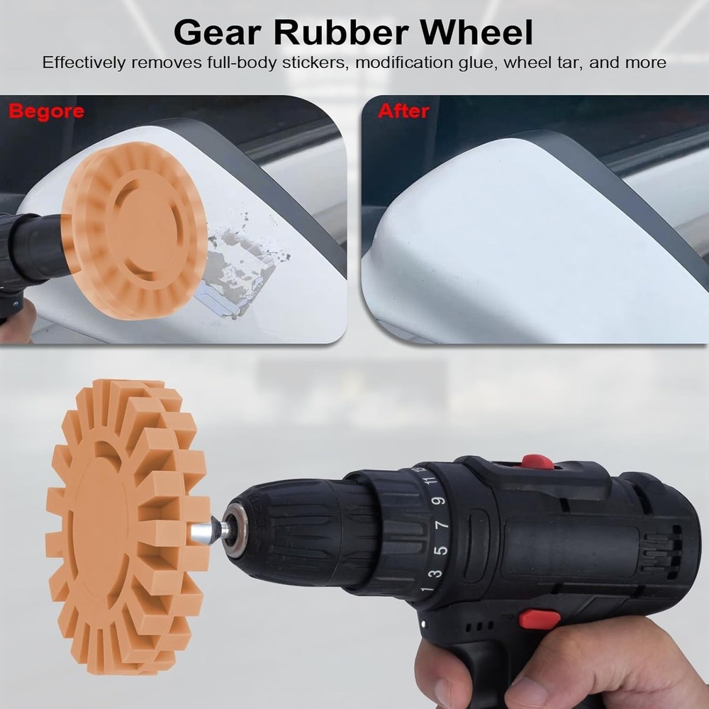 for Drill - 4 Pack Rubber Wheel Decal Remover Kit with Solid & Gear Design, A...