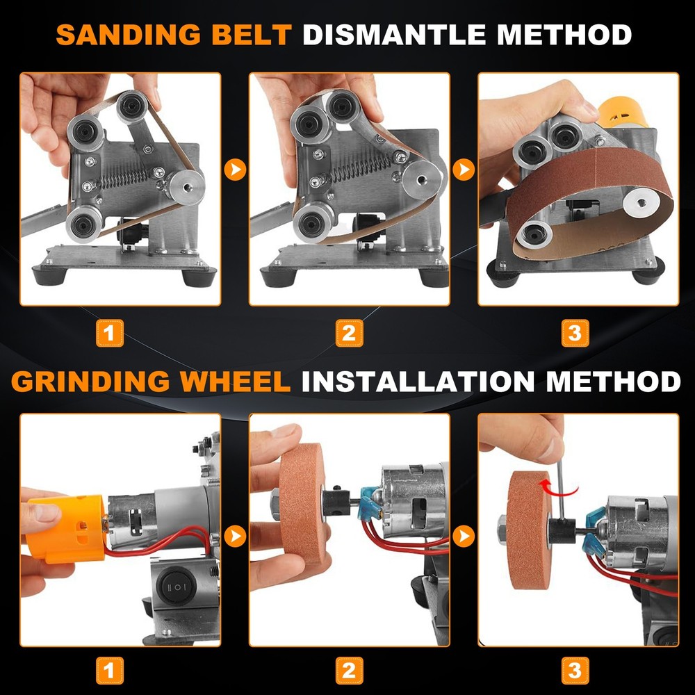 7 Speed Mini Belt Sander Adjustable Angle Polishing Grinding Machine