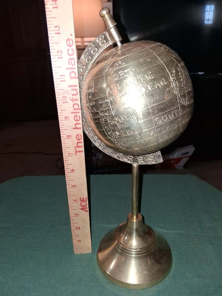 MARITIME NAVIGATIONAL SOLID BRASS WORLD GLOBE