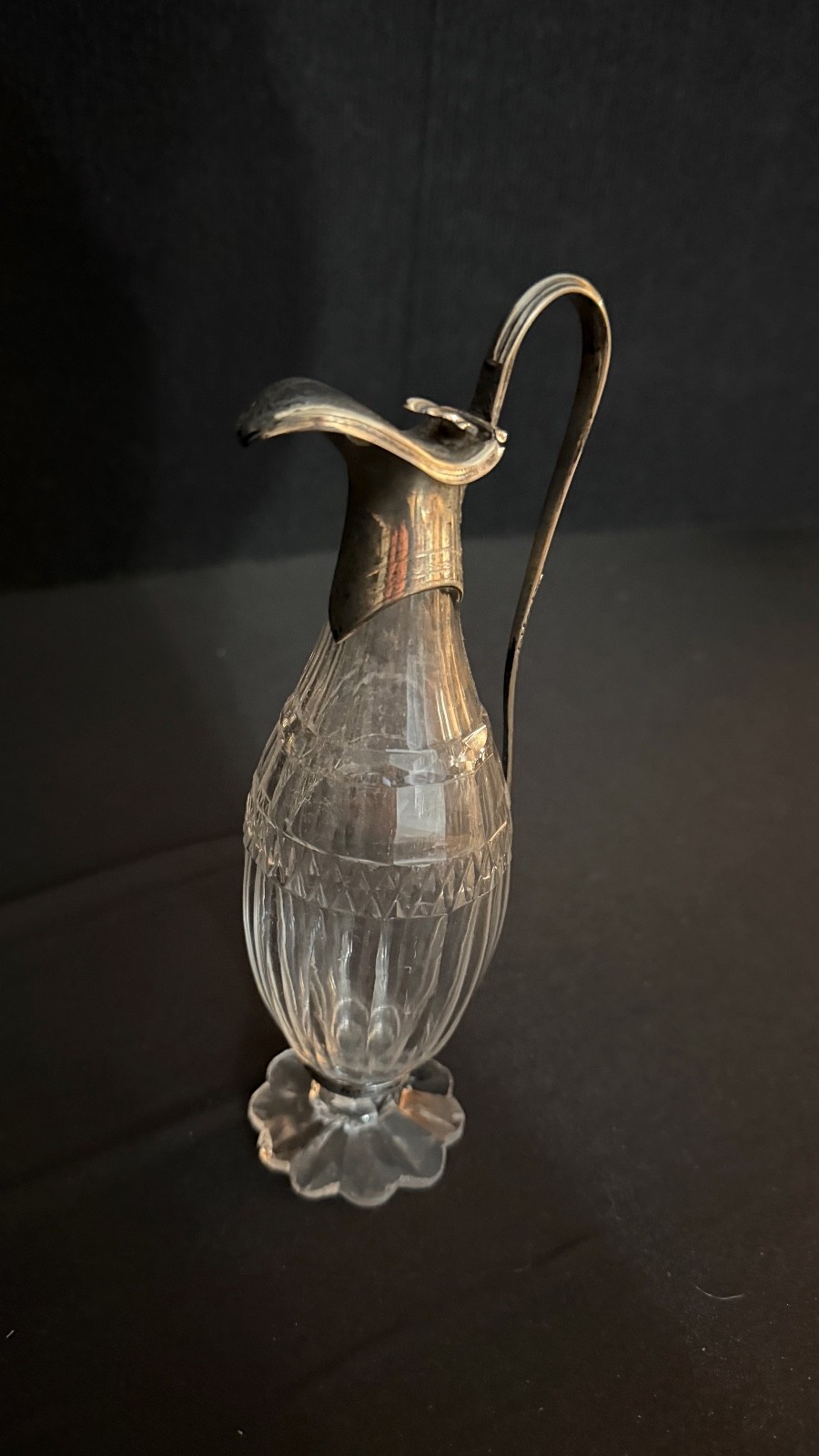 Antique English George III Sterling & Cut Glass Decanter 1800