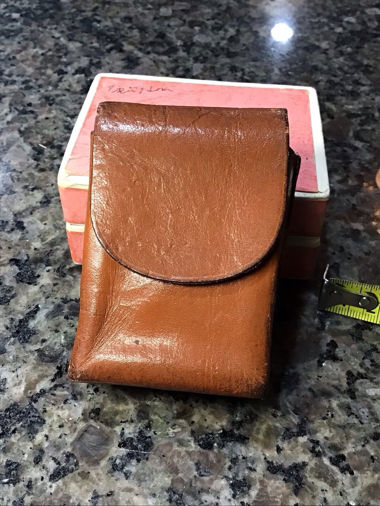 VINTAGE WW2 MILITARY 1940’s Brown Leather Cigarette Holder Hand Stitched Case