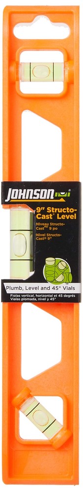 Johnson Level 9" Structo-Cast Torpedo Level High-Impact Molded Frame w/ V-groove