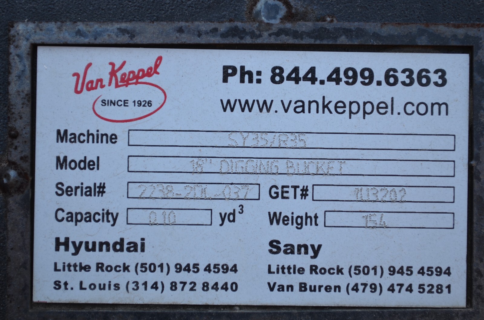 18" WAIN ROY BUCKET 3.5 METRIC TON MACHINE