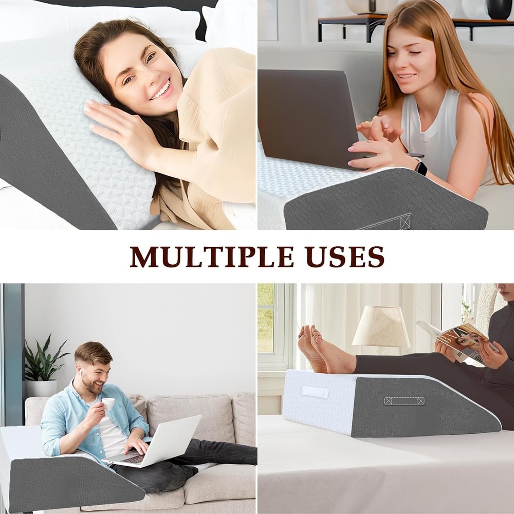 8" Leg Elevation Pillows Memory Foam Leg Support Bed Wedge Pillow Leg Elevate...
