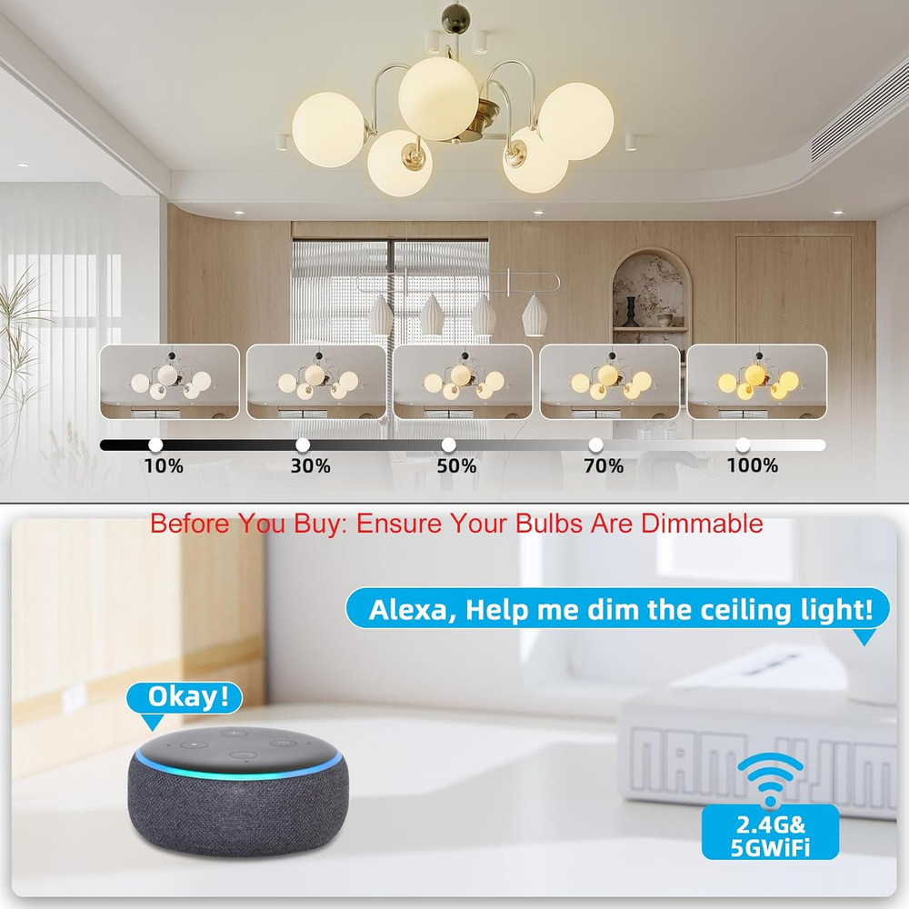 Wireless Smart Dimmer Switch Remote Light Control Kit