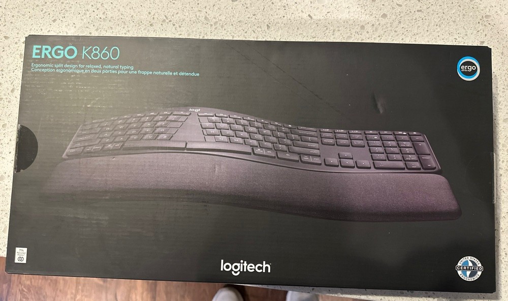 NEW Logitech ERGO K860 Wireless Ergonomic Keyboard - Split Keyboard, Wrist Rest