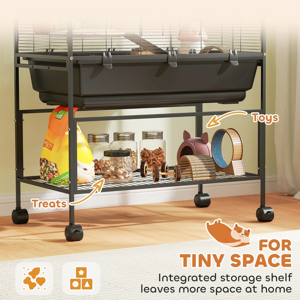 Hamster Cage, 5 Tier Rolling Rat Cage for Syrian, Gerbil, Mouse