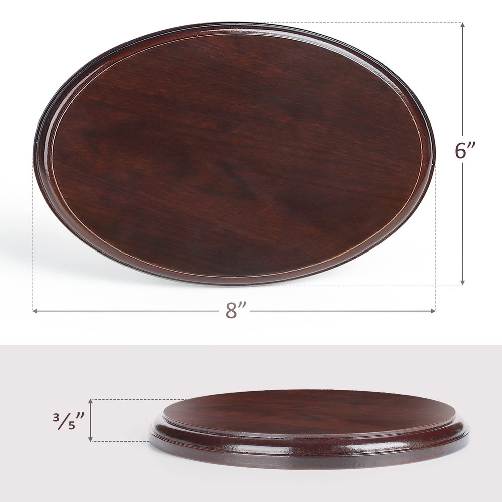 Falling in Art Wood Oval Base-Hand Casting Structure Base, 6''x8'', Red