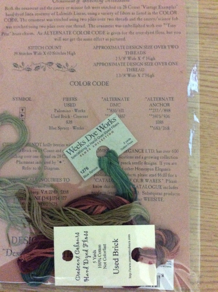 Homespun Elegance Counted Thread Pattern And Floss A Merry Noel Christmas
