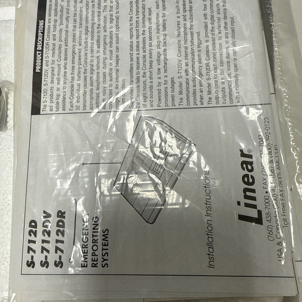 Linear s-712dr emergency reporting system