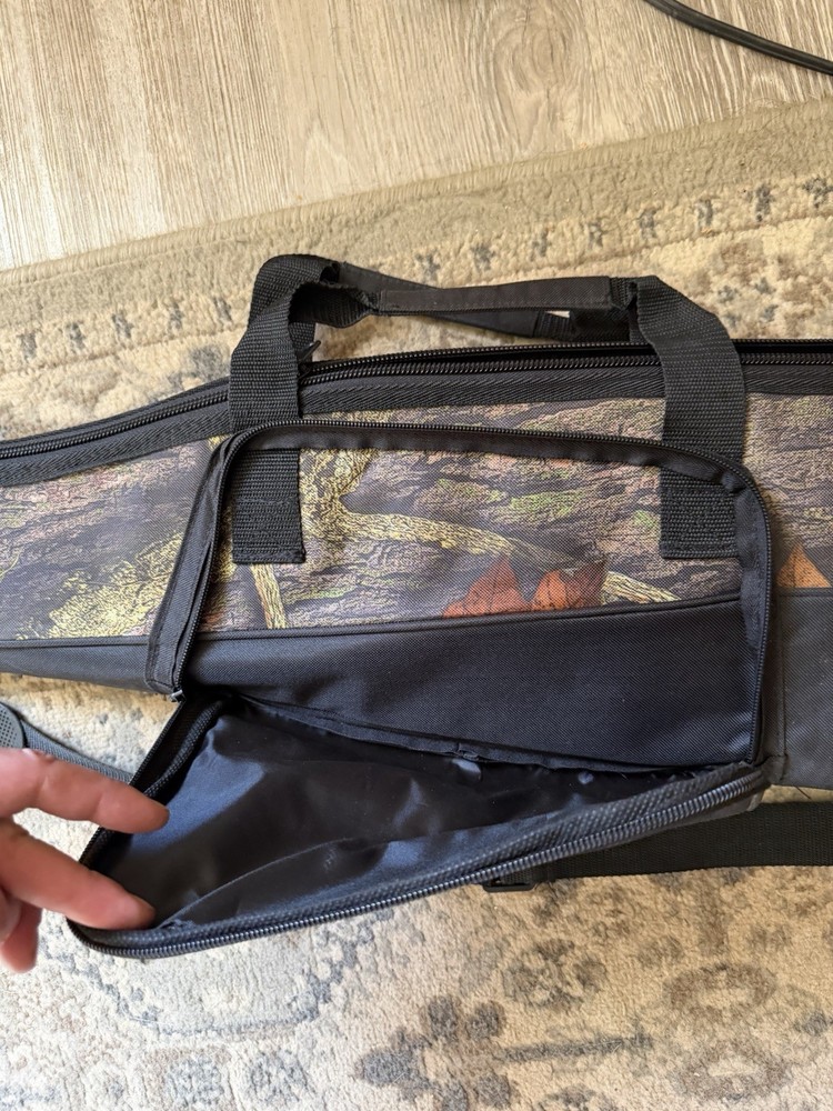 Camo Rifle Soft Case Padded Interior Polyester 3 Pockets Shoulder Strap Black