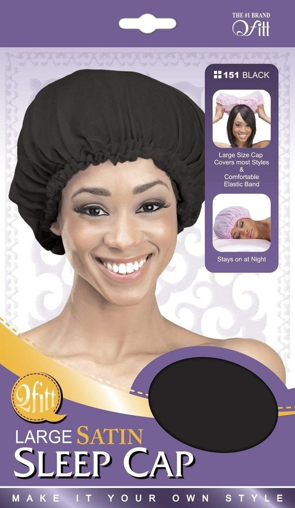 LARGE SATIN SLEEP CAP / BLACK