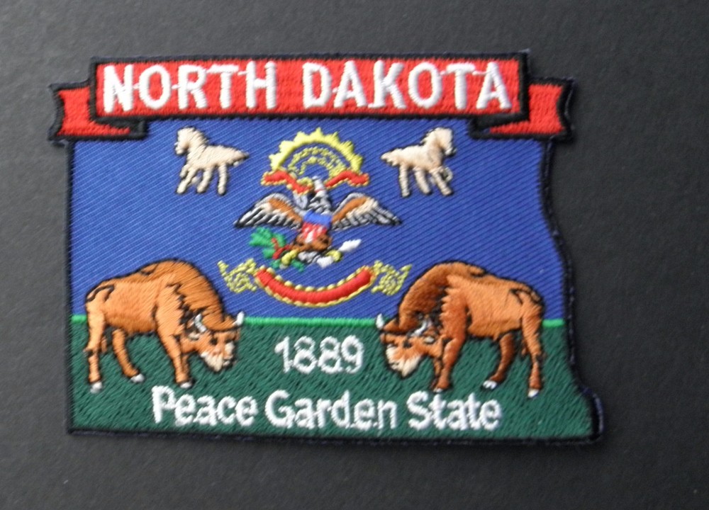US NORTH DAKOTA STATE PEACE GARDEN STATE MAP EMBROIDERED PATCH 3 INCHES