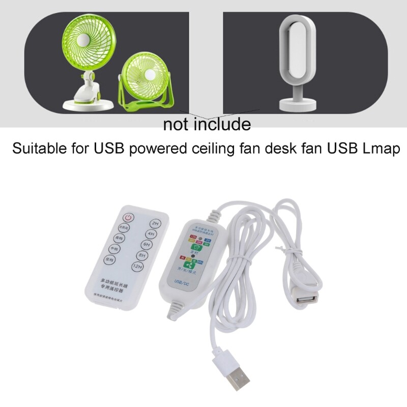 200cm USB Extension Power Cable with 4 Speed Remote Control 2-12 Hour Timing