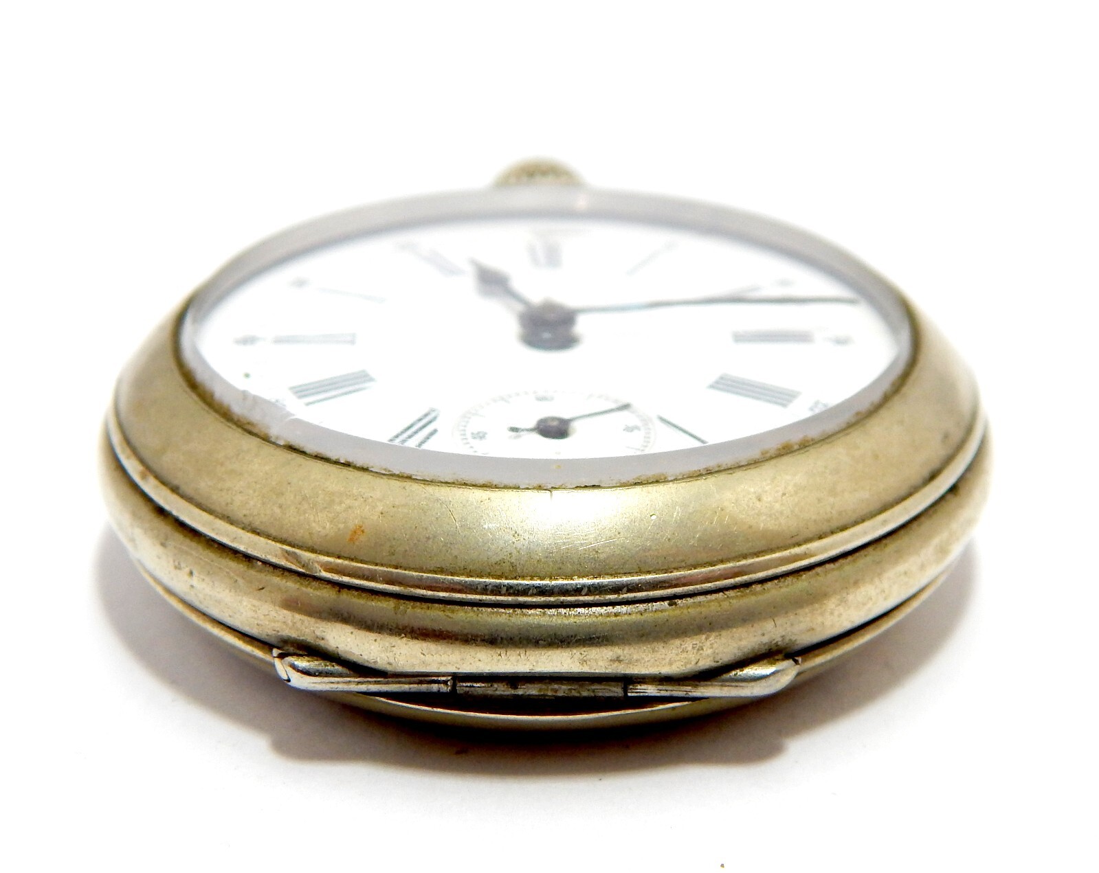 Pocket Watch Open Face Dial Porcelain Case Steel 50mm 1920c To Restore Parts