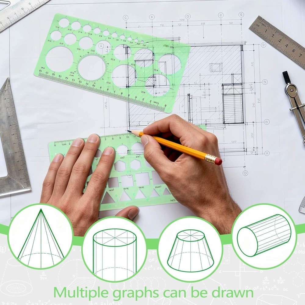 Circle Template 3PCS Plastic Geometric Stencils for Drawing Elliptical Shapes