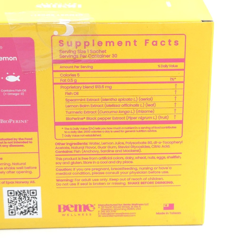 Beme Wellness Be Sharp Lemon Memory Boost 30 Sachets Liquid Supplement