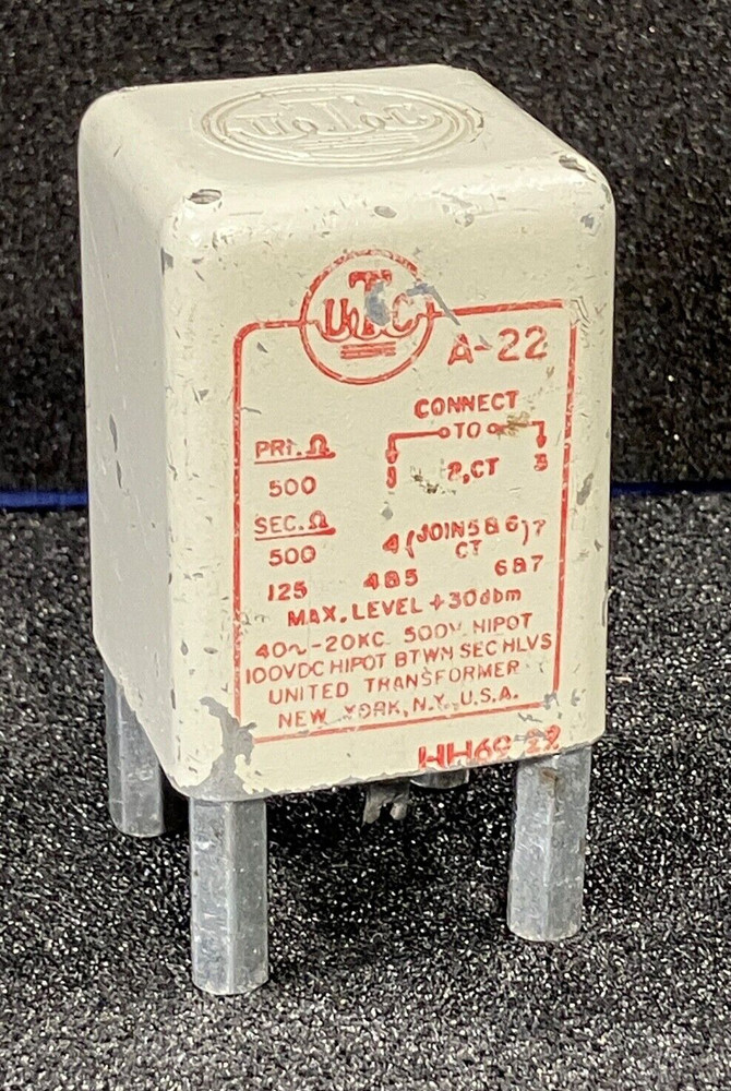 UTC A-22 Transformer. 1:1/2:1, two isolated secondaries. Tested and Working...