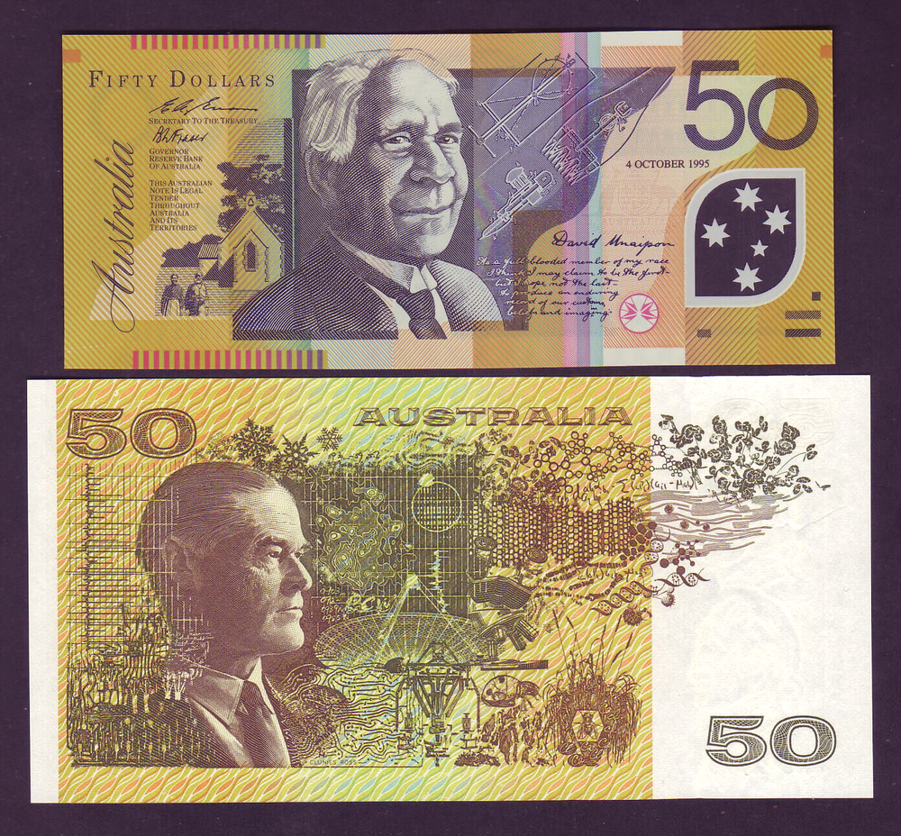 1995 NPA - $ 50 - 2 Note Embossed Folder.. 1st (with Overprint) & Last Issues