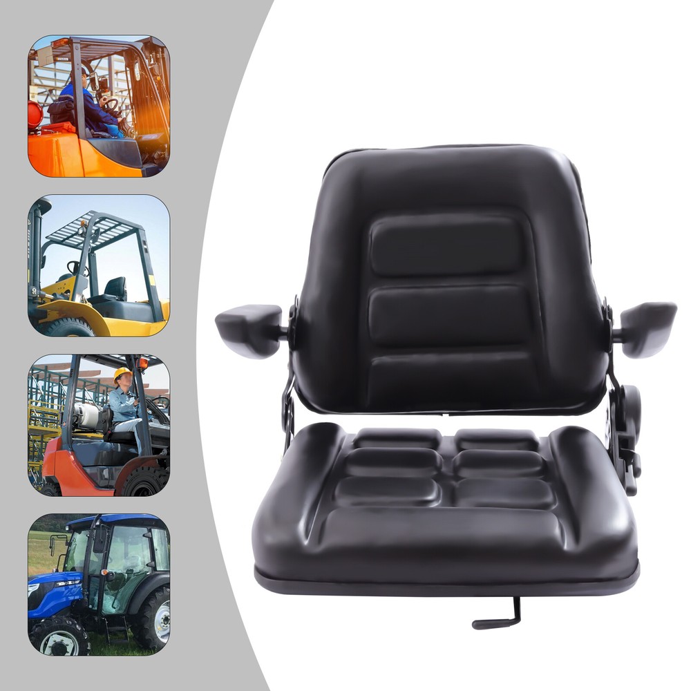 Forklift Seat With Armrest Foldable Tractor Seat With 175°Adjustable Back Angle