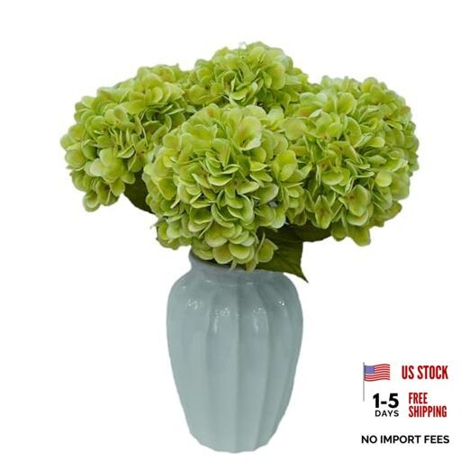 6pcs Artificial Hydrangea Flowers - Easy to Shape for Home Spring Green
