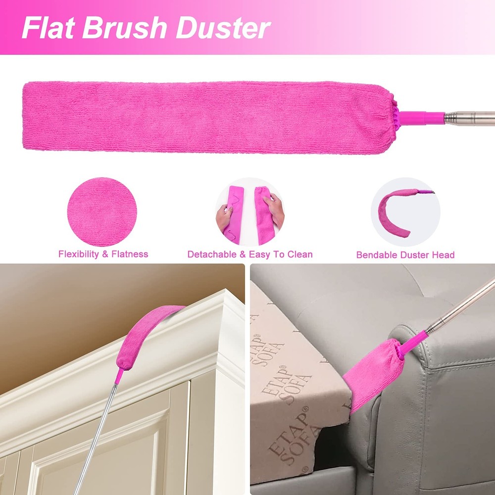 Microfiber Dusters for Cleaning, Feather Dusters with Extension Pole, Bendabl...