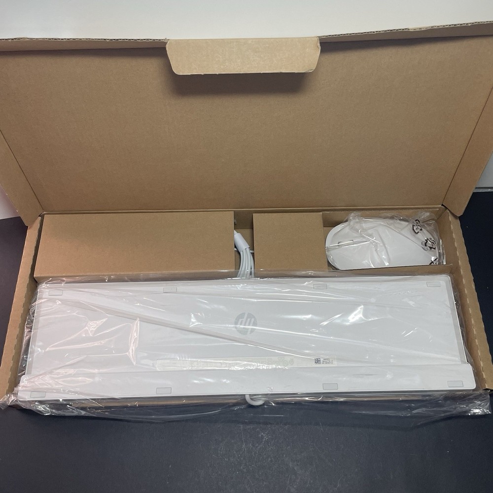 HP 310 White Wired Keyboard and Mouse Combo New