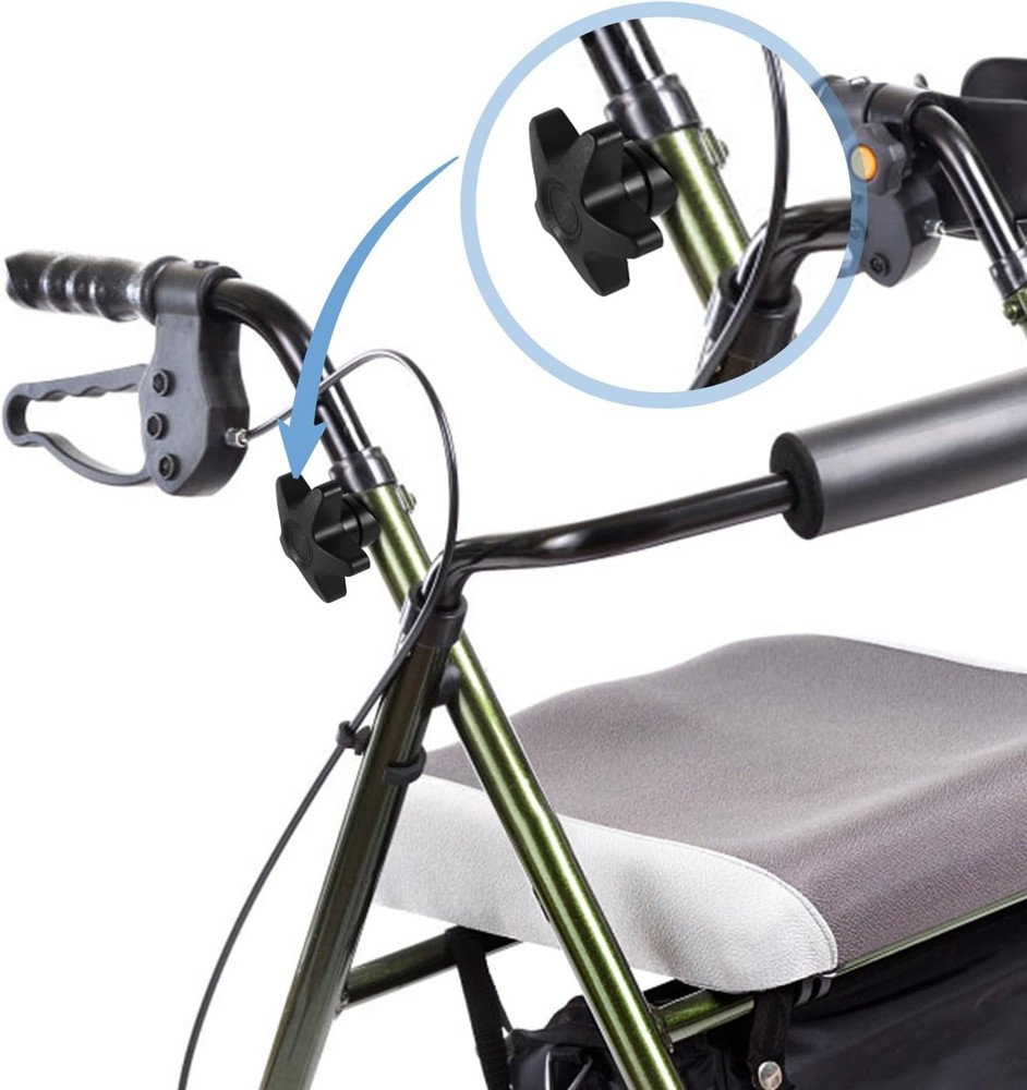 2 Sets Rollator Walker Replacement Knobs, Comfortable Black Plastic Knobs, Un...