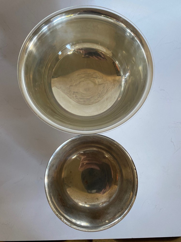 2pcs Vtg Silverplated Serving/Sauce Bowls 5in x 2.75in 7in x4-1/8in (w/Liner)