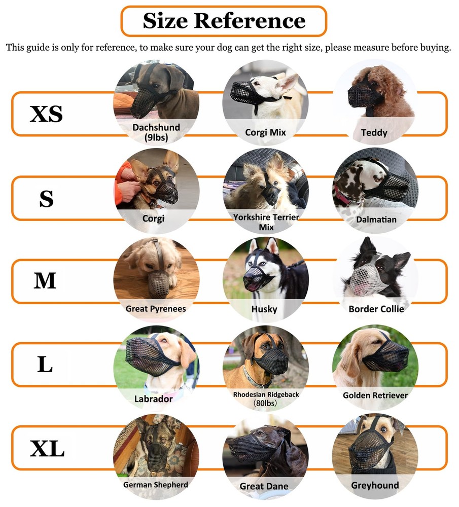 Dog Muzzle Soft Mesh Muzzle for Small Medium Large Dogs Labrador German Sheph...