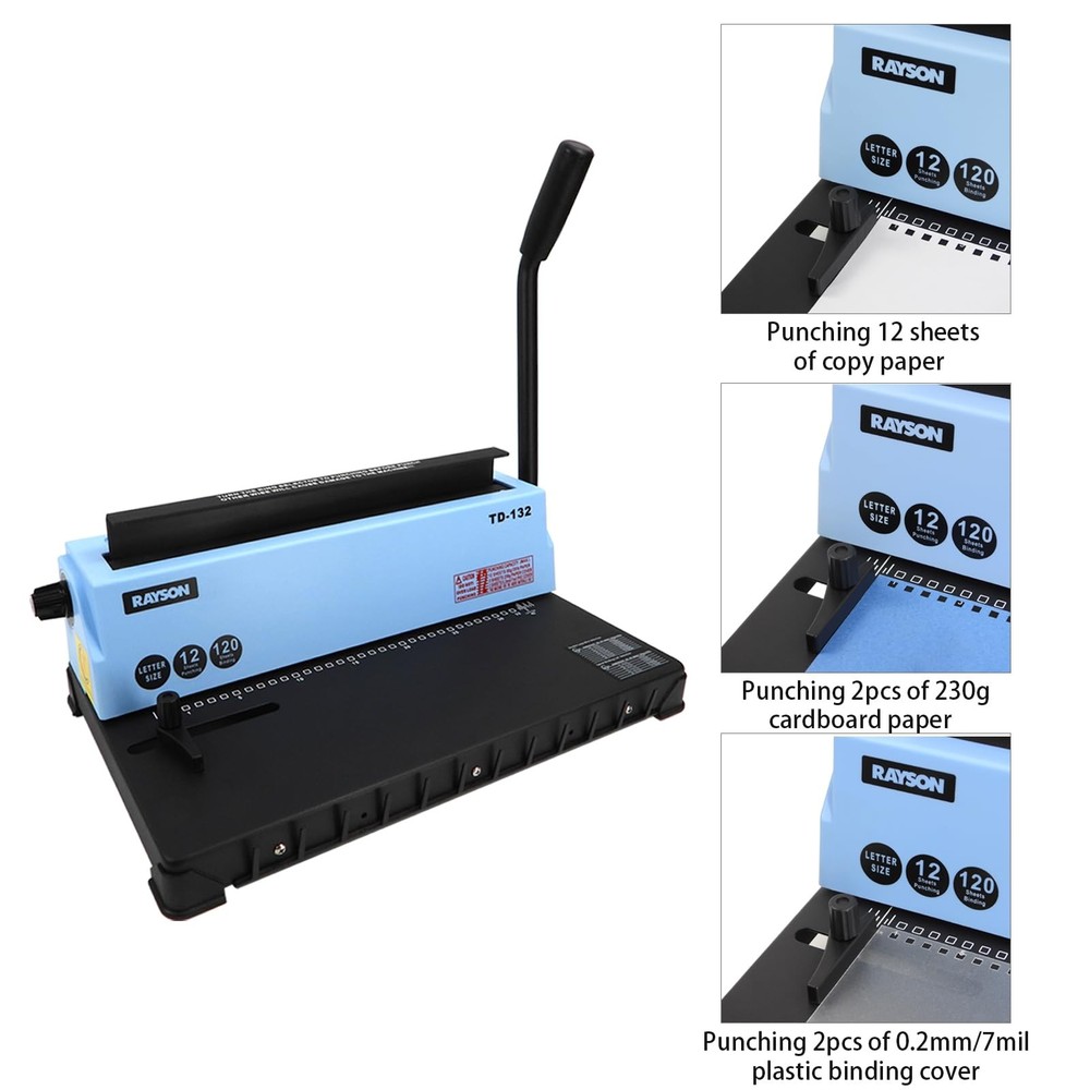 Rayson TD-132 Wire Binding Machine, 32-Hole Spiral Coil Binder, 31 Pitch,