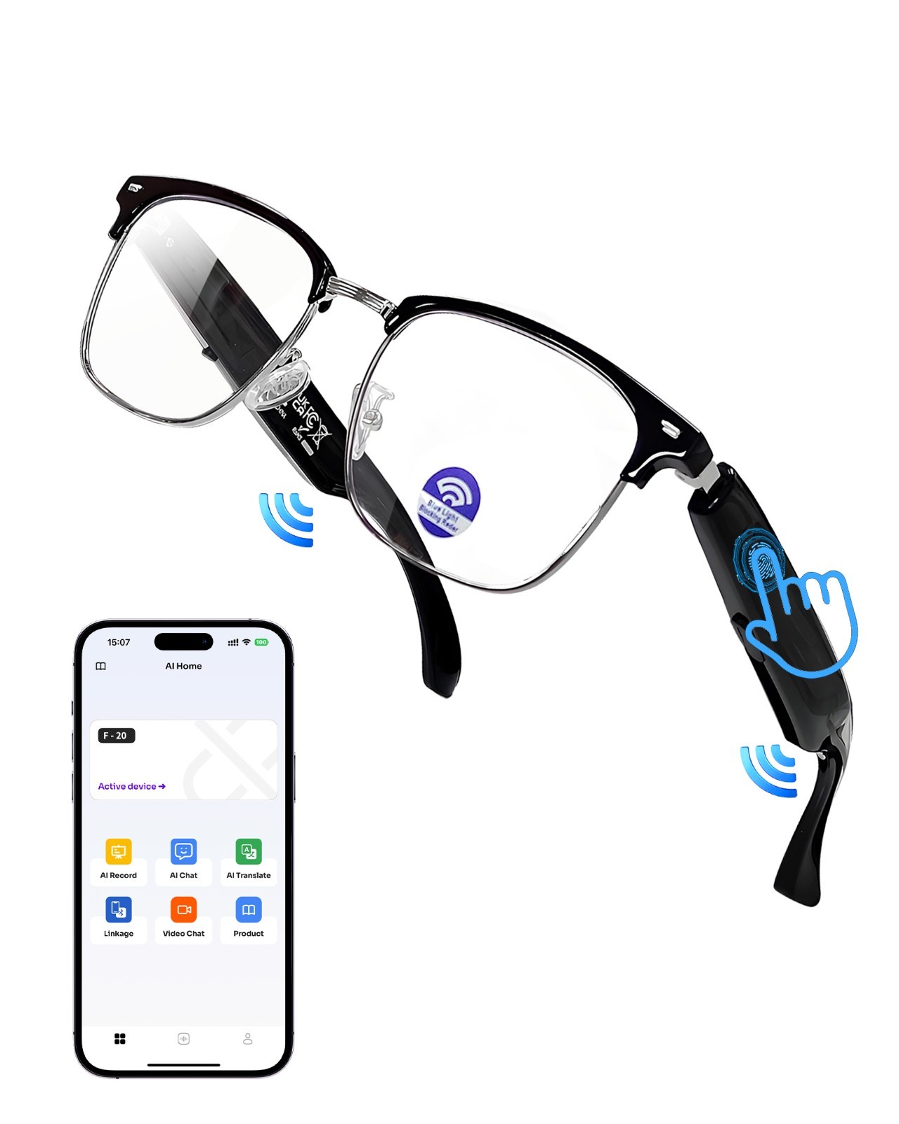 Smart Glasses AI Bluetooth Call Glasses Audio Translation for Men and Women Work