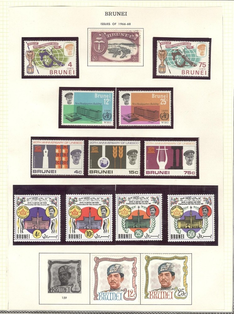 BRUNEI, Excellent MINT Stamp Collection hinged/mounted on pages