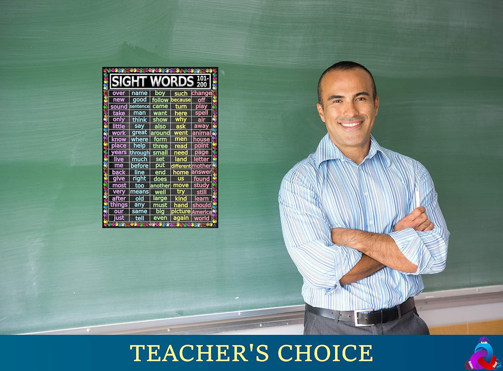 Advanced Sight Words Poster 101-200 for Second Grade - Laminated 14X19.5 - Educa