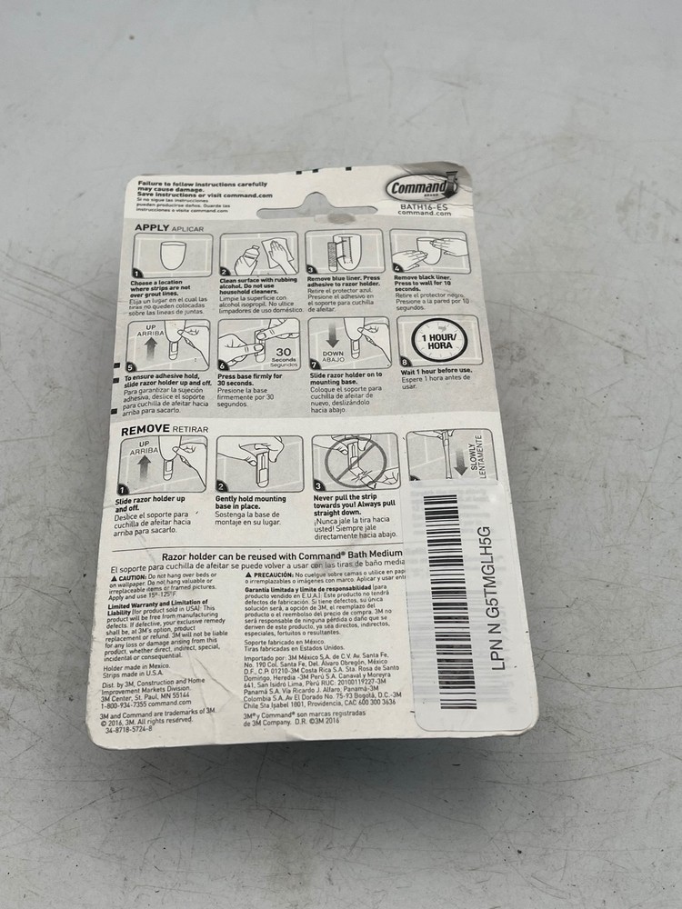 3M Command Razor Holder Bath White Adhesive Water Resistant Strips BATH16-ES