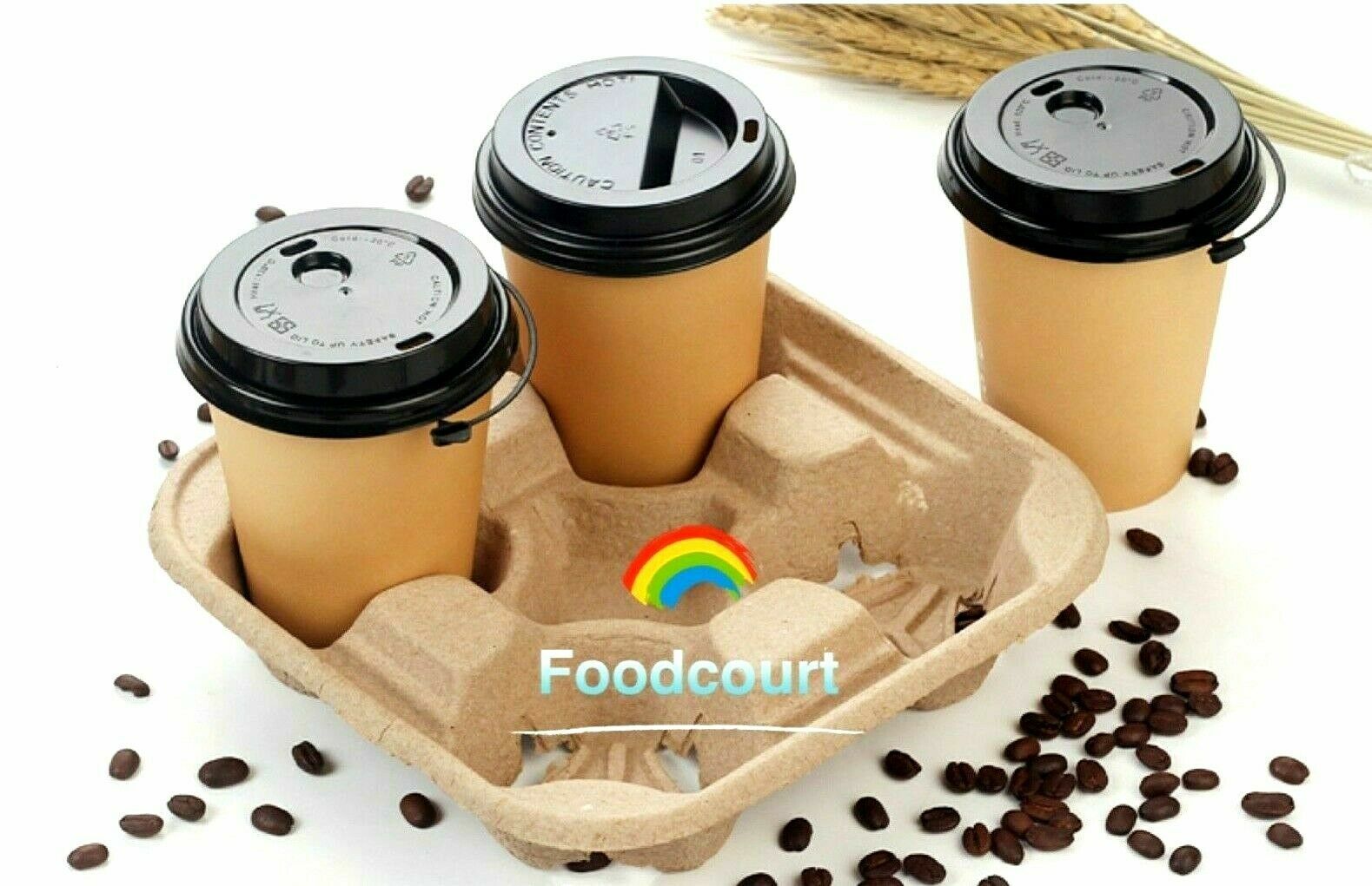 4 Cup Drink Cup Carrier, Cup Holder, Cup Carry Tray Biodegradable Pulp 300 Count