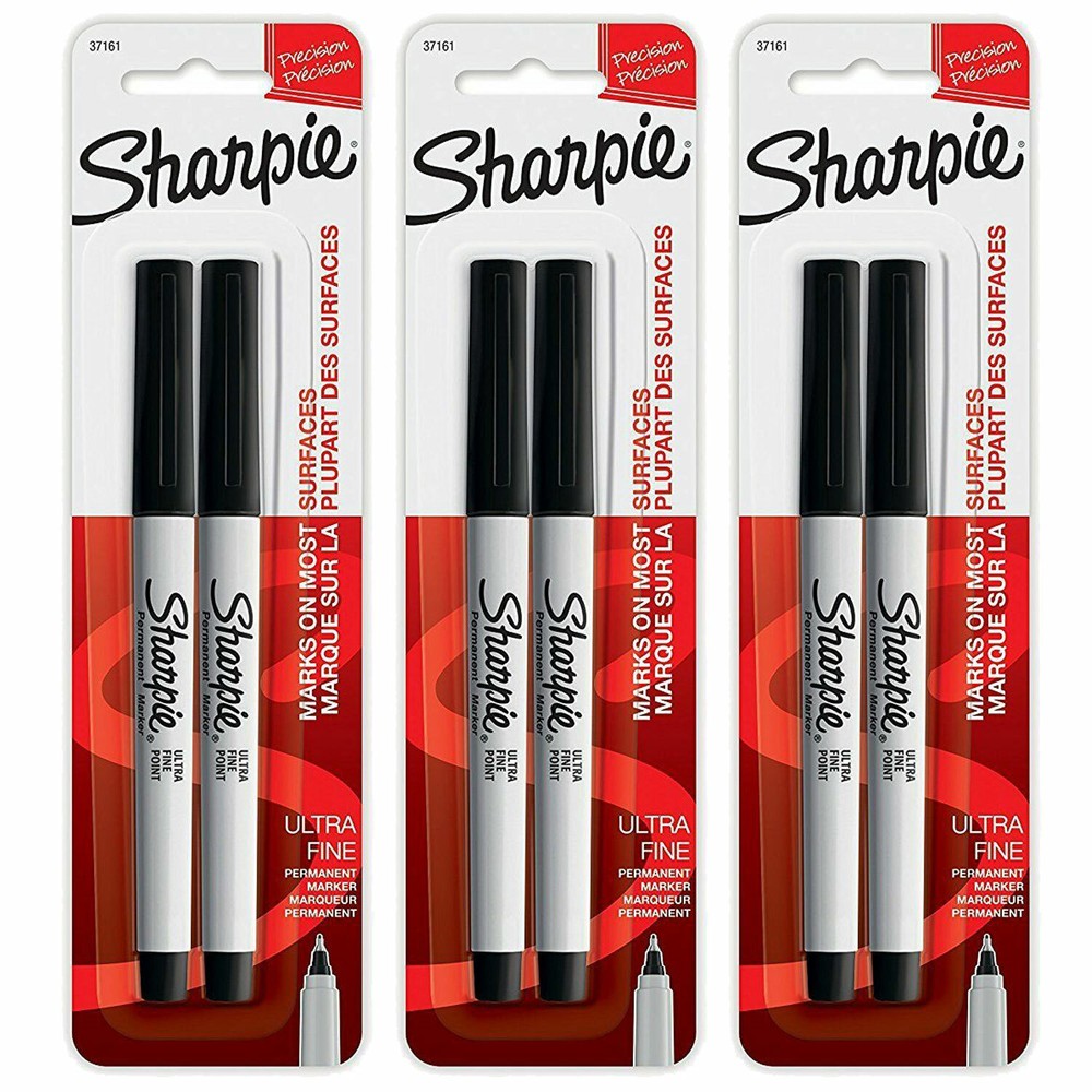 (3 Pack) NEW Sharpie Ultra Fine Point Permanent Markers, 2 Black Markers