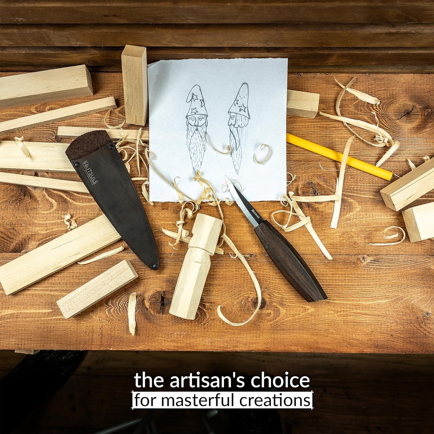 Hutsuls NX-1 Whittling Knife with Leather Sheath Wood Carving Knife Sloyd Knife