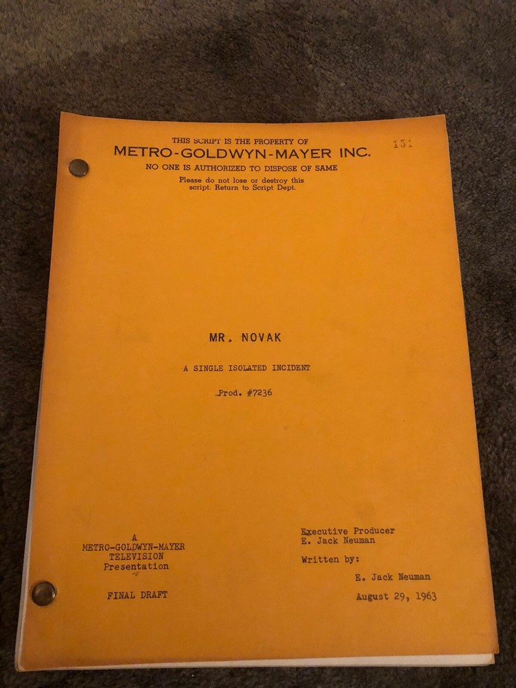 MR. NOVAK Vintage Script +Episode: A Single Isolated Incident