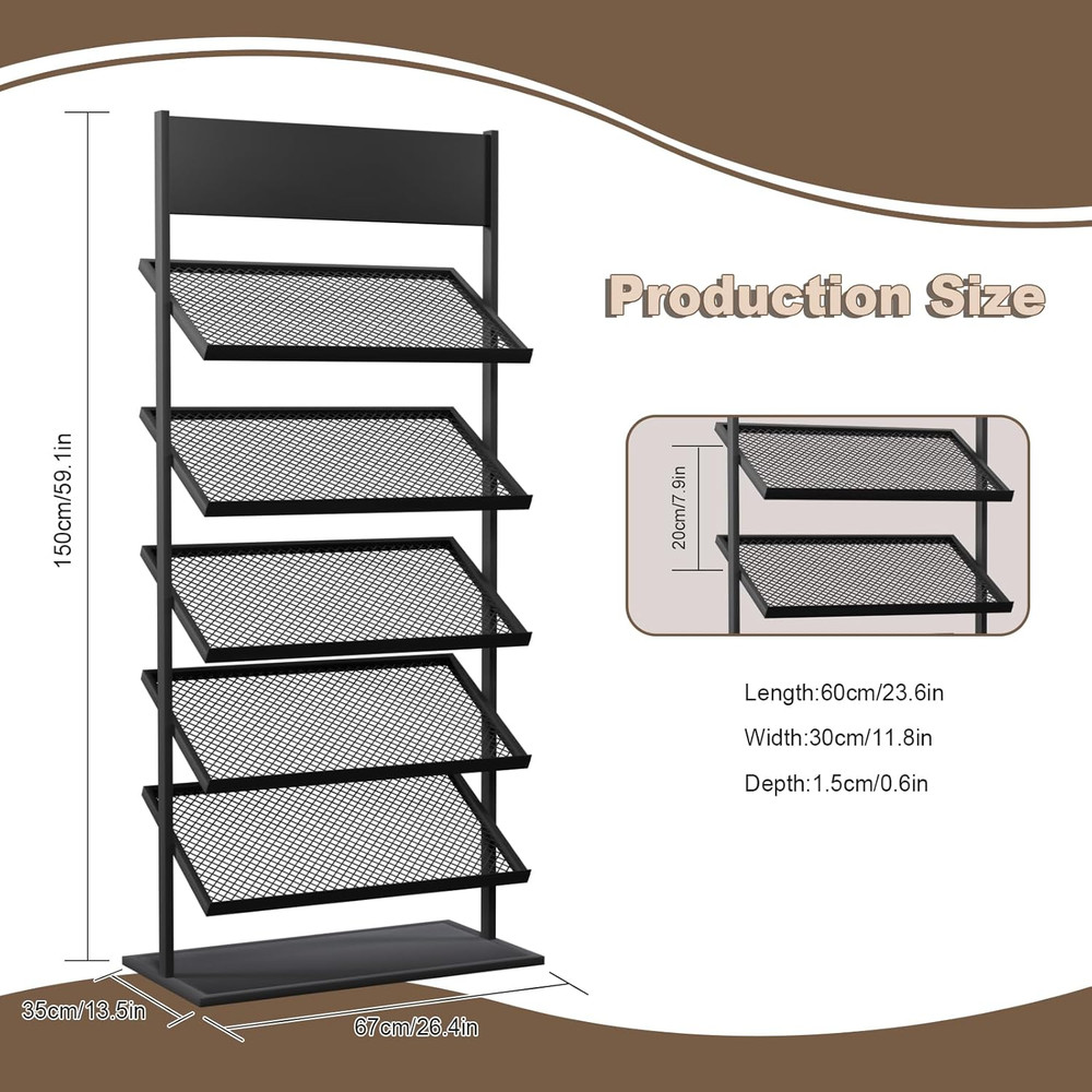 5-Tier Floor Tile Display Stand, Retail Display Rack for Tile, Building Material