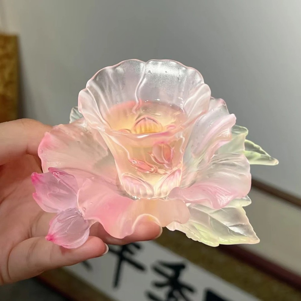 Chinese style Glazed Hibiscus Cup + Coaster Set Limited Specifications