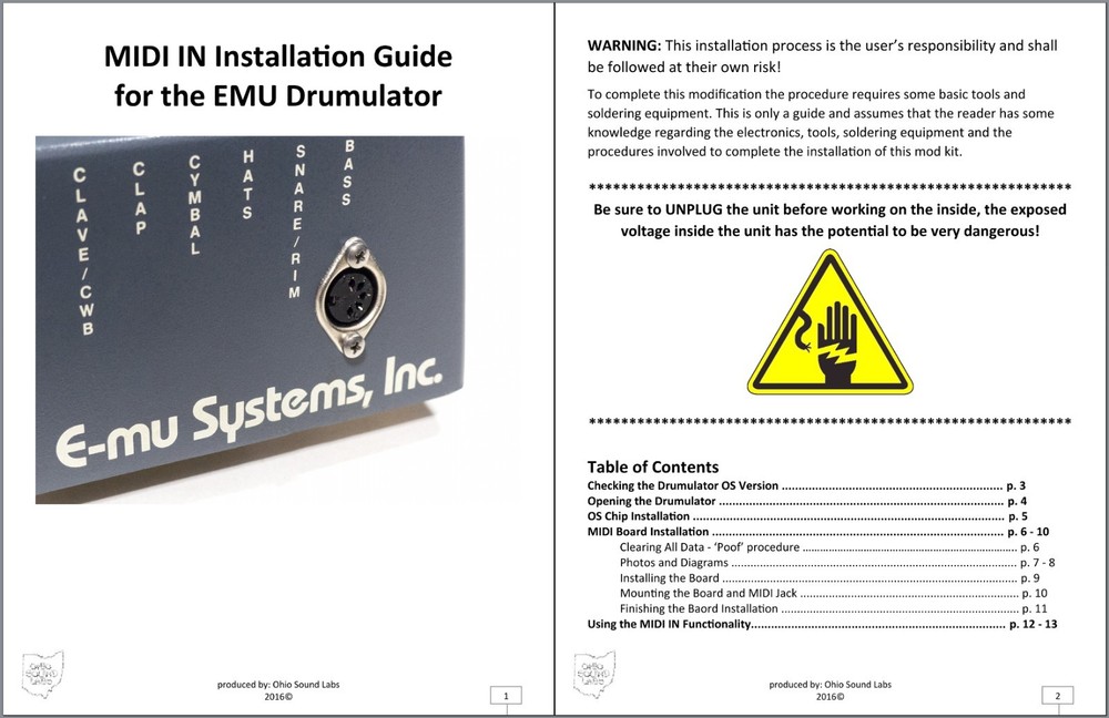 NEW MIDI IN mod kit for EMU E-mu Drumulator Drum Machine DIY Modification