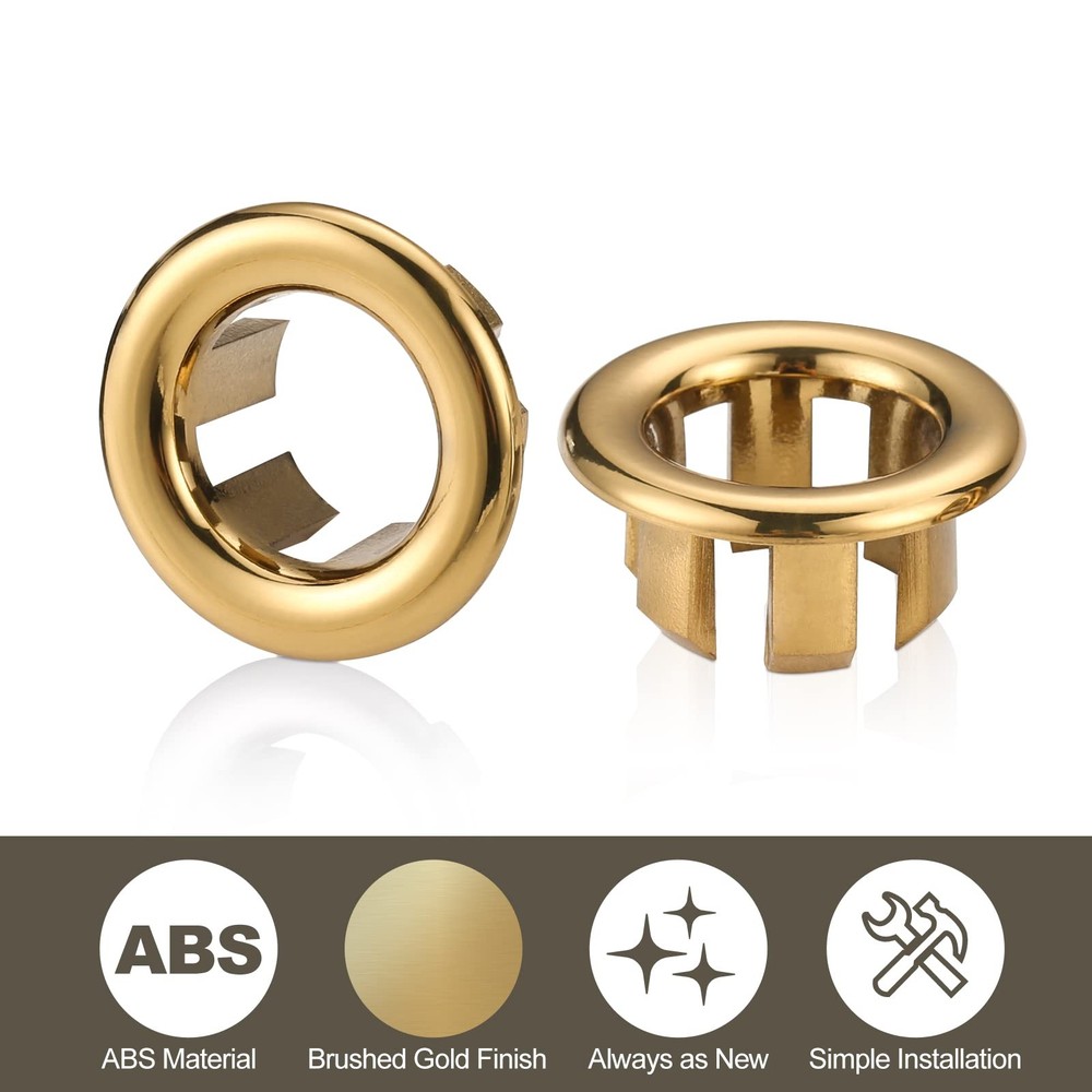 Sink Overflow Ring Brushed Gold: ARCORA 2 Pack Bathroom Gold-2