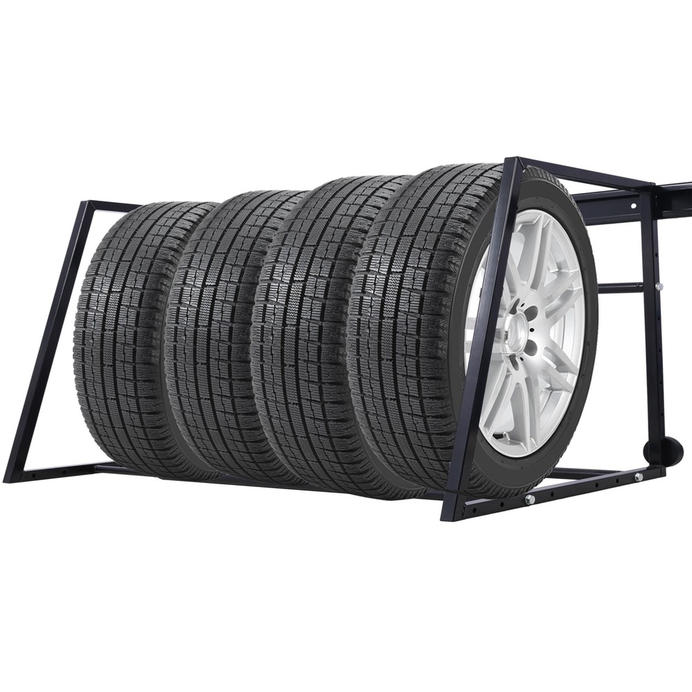 Heavy Duty Adjustable Garage Wall Multi-Tire Rack Storage, Black