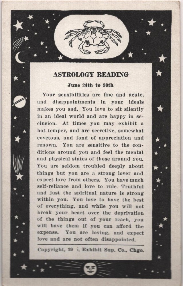 Astrology Reading - June 24th-30th - 1925 Arcade card